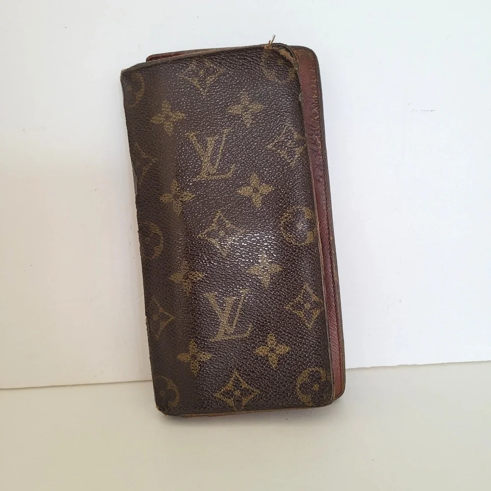 Louis Vuitton Vintage Monogram Long Bifold Wallet Brown Canvas Made‎ in France